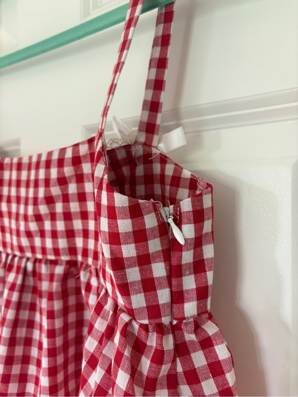 Red Gingham Ruffled Tank Top - Picture 7 of 8